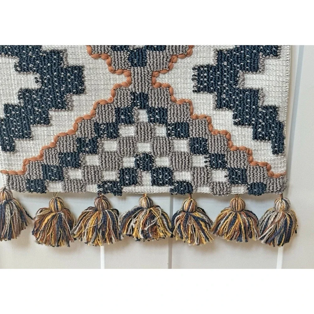 Geometric Tufted Textile Wall Hanging Boho Southwestern Tassel Fiber Art 33